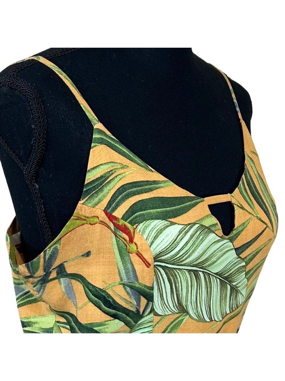 Kauf Mustard Yellow Tropical Sexy Viscose Sundress Size M - Picture 6 of 14